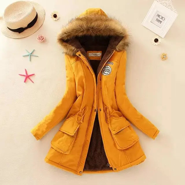 Geraldine - Warm gefütterte winterjacke mit kapuze für damen