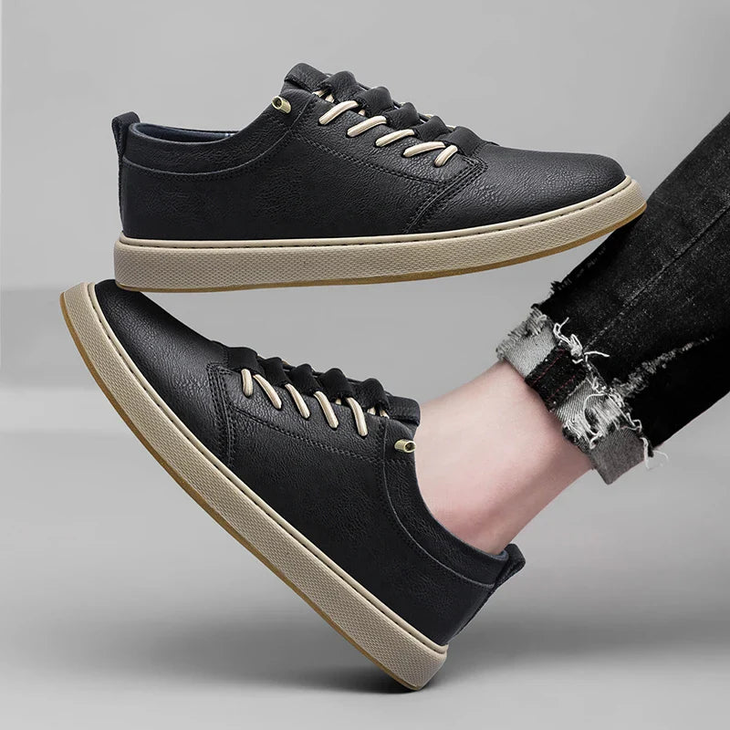 Herren-Leder-Oxford-Schuhe mit Gummisohle und Schnürung vorne