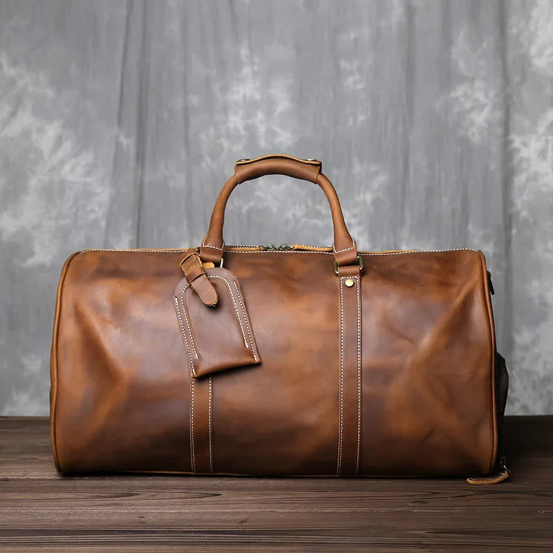 Reisetasche aus Leder - Stilvolles Handgepäck mit Schultergurt