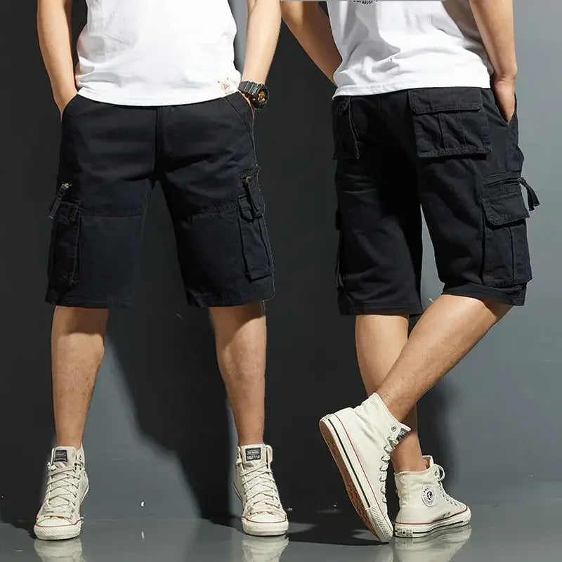 Herren-Cargoshorts mit Reißverschlusstaschen und Baumwollmischgewebe