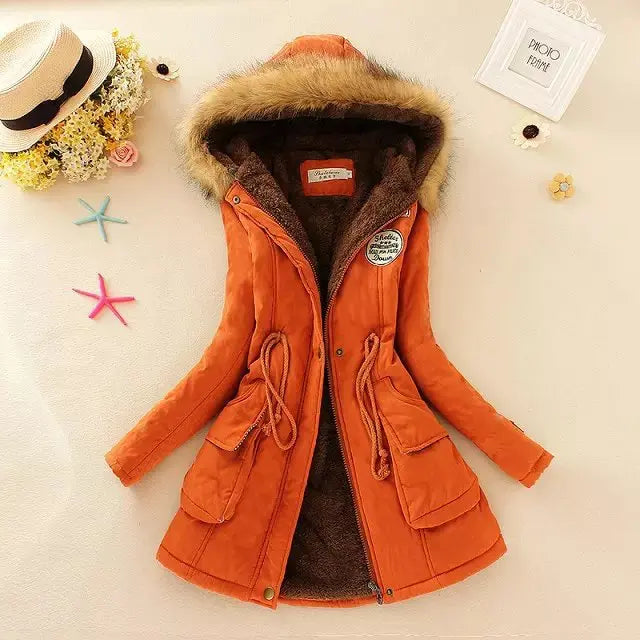 Geraldine - Warm gefütterte winterjacke mit kapuze für damen