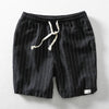 Herren-Shorts aus Baumwoll-Leinen mit Kordelzug und Nadelstreifen