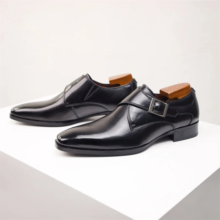 Herren Lancaster Anzugschuhe aus echtem Leder mit Metallschnalle