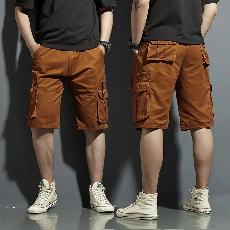 Herren-Cargoshorts mit Reißverschlusstaschen und Baumwollmischgewebe