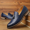 Herren-Slipper aus Spaltleder mit Quasten und gewebtem Finish
