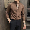 Herren-Slim-Fit-Langarm-Hemd mit Stehkragen