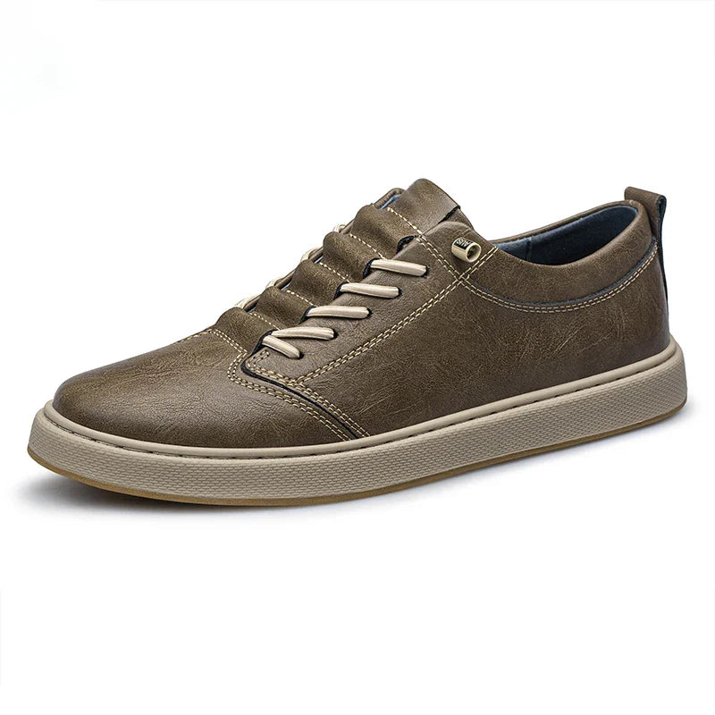 Herren-Leder-Oxford-Schuhe mit Gummisohle und Schnürung vorne