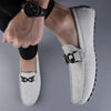 Herren-Lederhalbschuhe mit Schnalle und Gummi-Fahrsohle