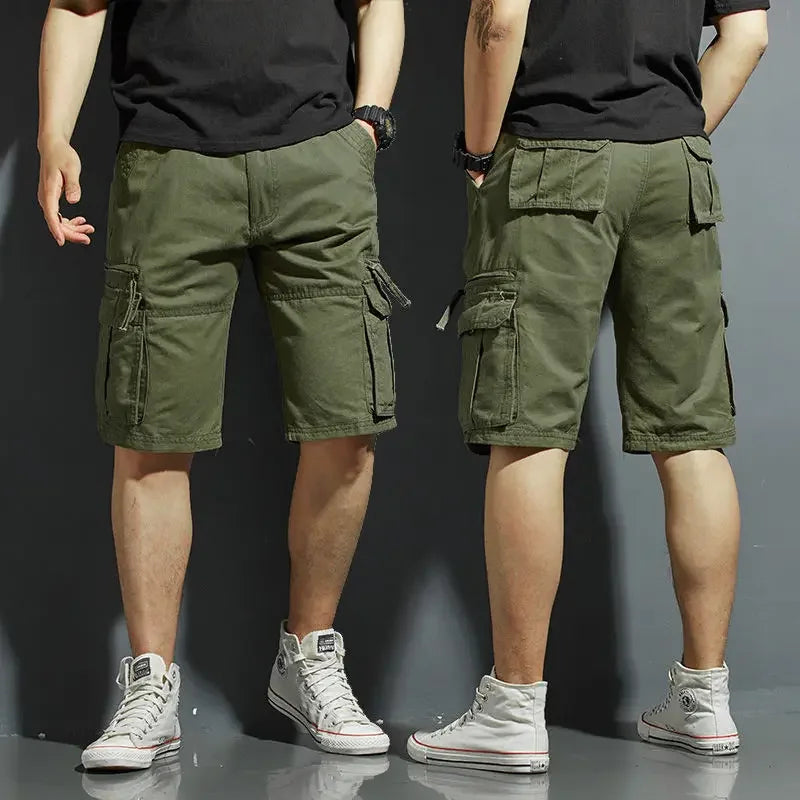 Herren-Cargoshorts mit Reißverschlusstaschen und Baumwollmischgewebe