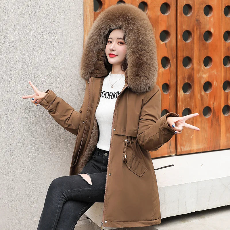 Frances - Warm gefütterte winterjacke mit kapuze für damen