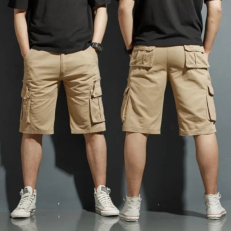 Herren-Cargoshorts mit Reißverschlusstaschen und Baumwollmischgewebe