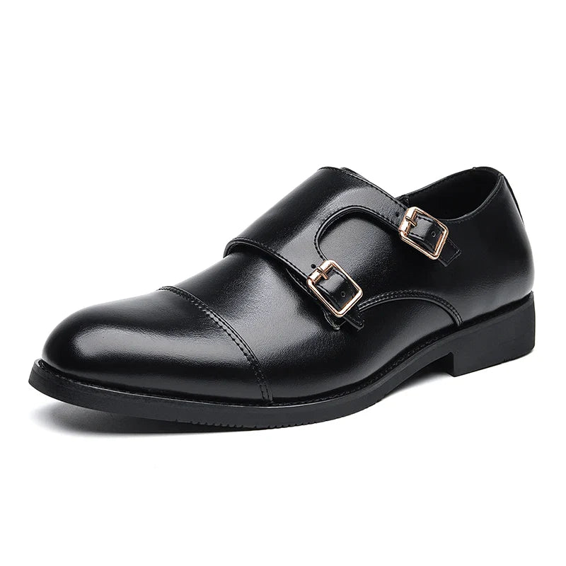 Herren-Lederhalbschuhe mit doppeltem Mönchsriemen-Design