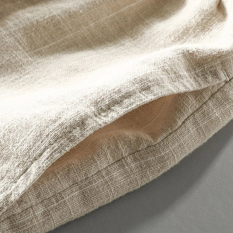 Herren-Shorts aus Baumwoll-Leinen mit Kordelzug und Nadelstreifen