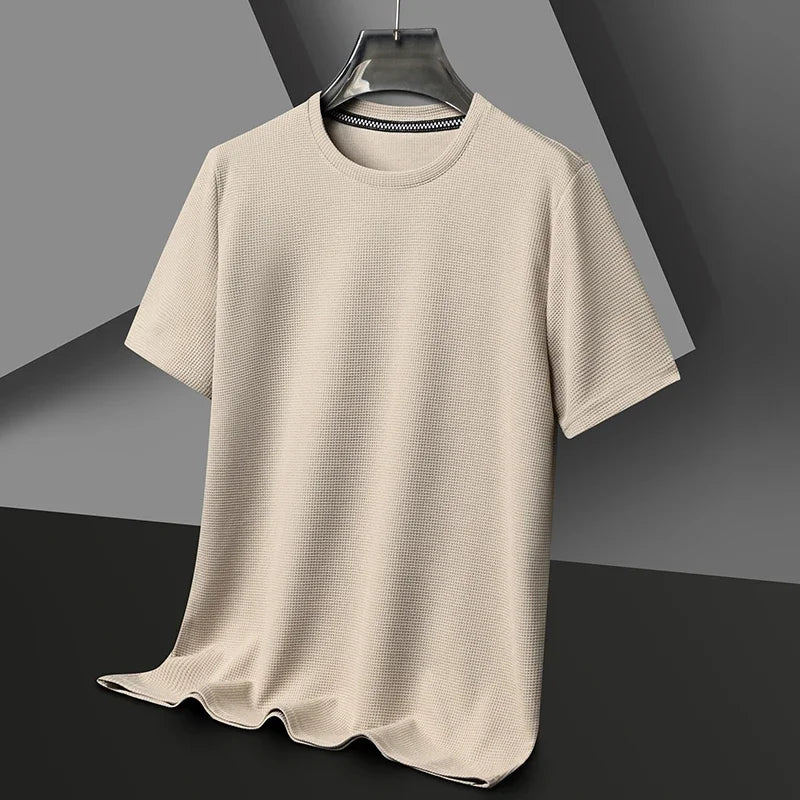 Herren Sommer-Waffelshirt - Locker geschnittenes Baumwoll-T-Shirt