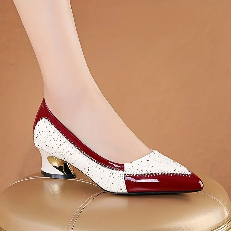 Vintage-Pumps für Damen mit mittlerem Absatz und spitzer Zehenpartie