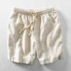 Herren-Shorts aus Baumwoll-Leinen mit Kordelzug und Nadelstreifen