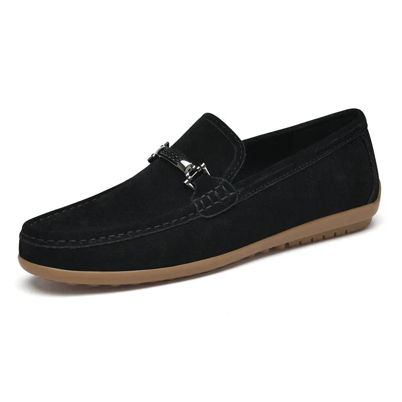 Herren-Wildleder-Slipper mit Gummisohle und Horsebit-Detail
