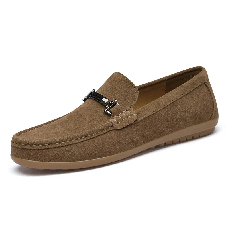 Herren-Wildleder-Slipper mit Gummisohle und Horsebit-Detail