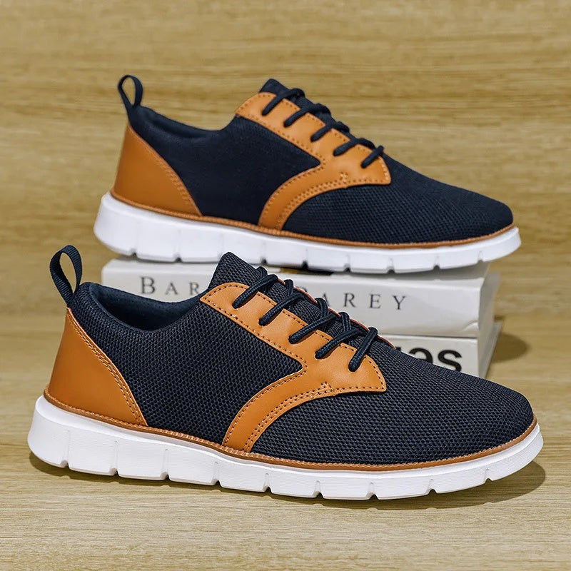 Herren-Sneaker aus Mesh mit Lederakzenten und Gummisohle