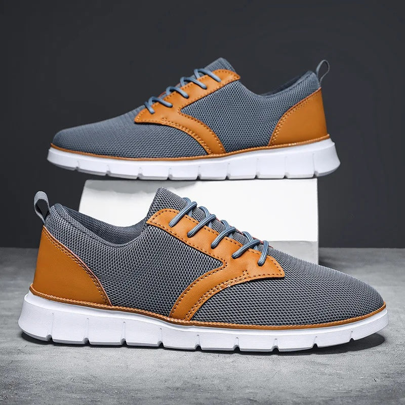 Herren-Sneaker aus Mesh mit Lederakzenten und Gummisohle