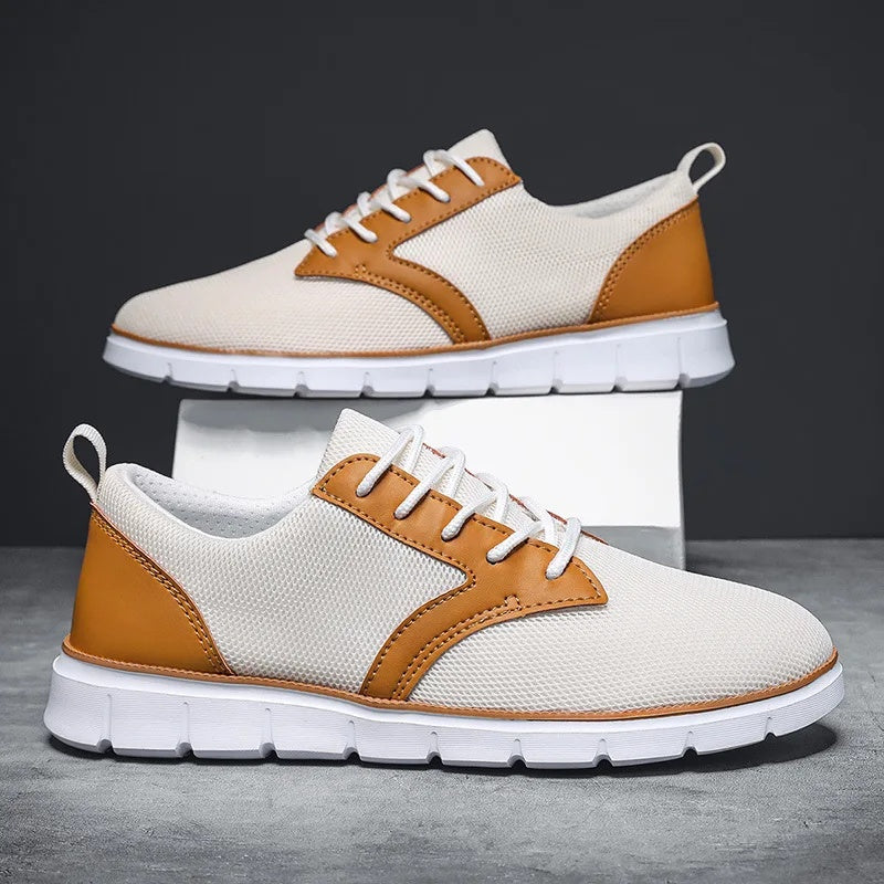 Herren-Sneaker aus Mesh mit Lederakzenten und Gummisohle