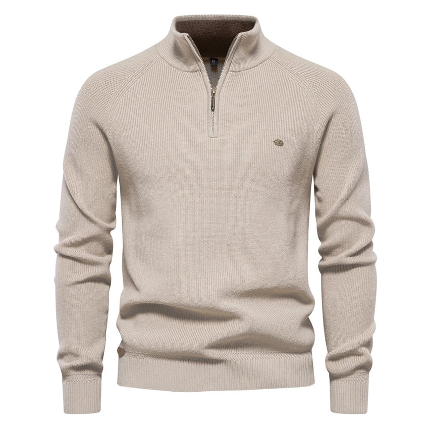 Gregory - Gestrickter herrenpullover mit reißverschlusskragen