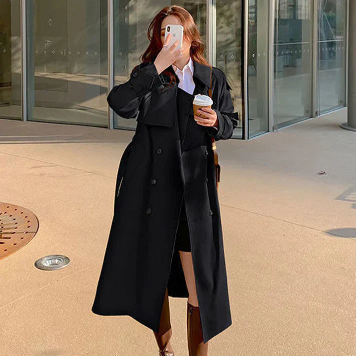 Carolyn - Langer trenchcoat mit doppelter knopfreihe