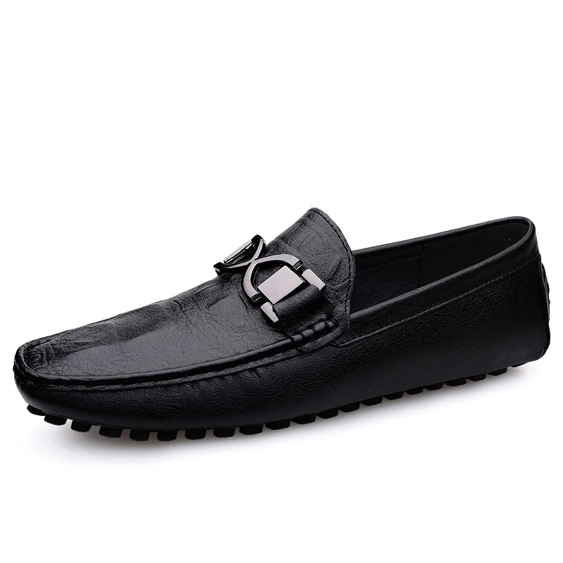 Herren-Lederhalbschuhe mit Schnalle und Gummi-Fahrsohle