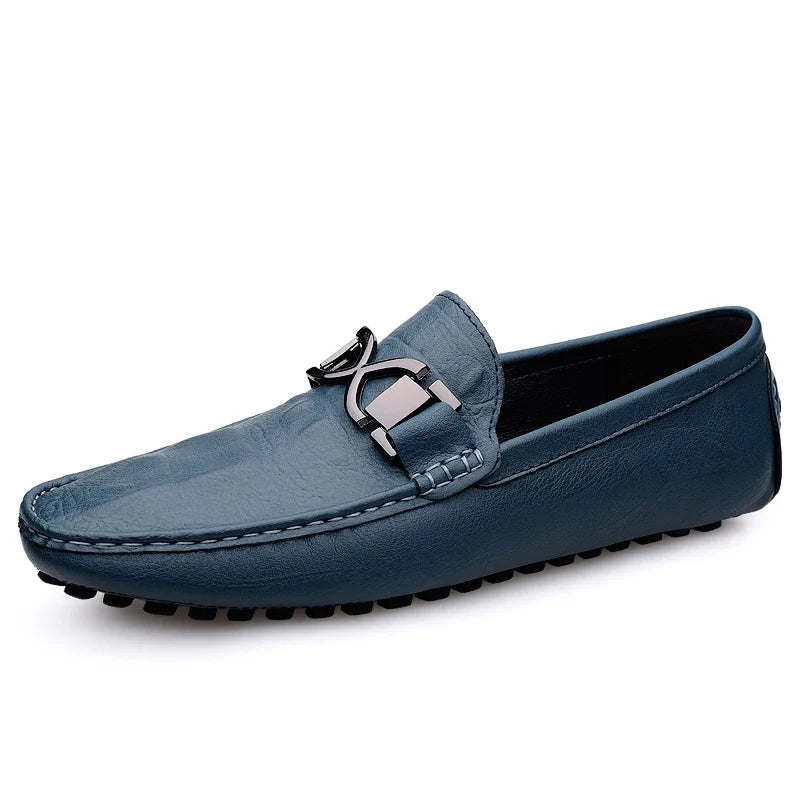 Herren-Lederhalbschuhe mit Schnalle und Gummi-Fahrsohle