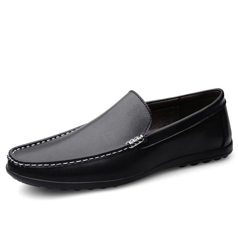 Herren-Slip-On-Loafer aus Leder mit Gummisohle und Schaumstoff-Innensohle