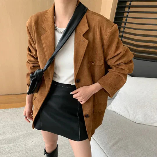 Ember - brauner Blazermantel für Damen im Retro-Look