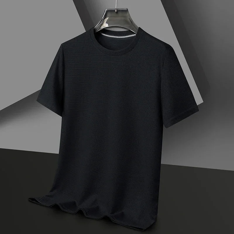 Herren Sommer-Waffelshirt - Locker geschnittenes Baumwoll-T-Shirt