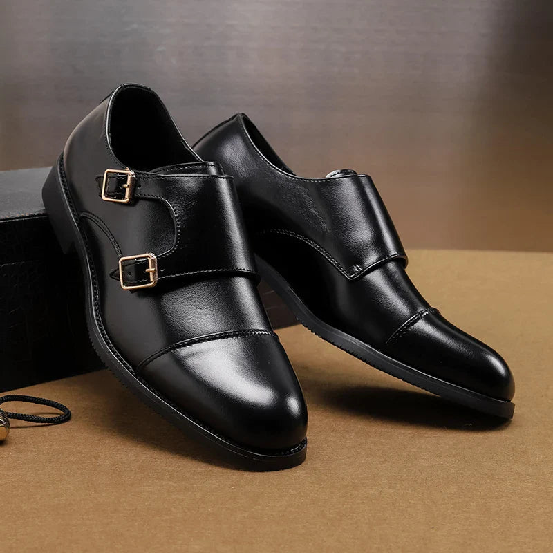 Herren-Lederhalbschuhe mit doppeltem Mönchsriemen-Design