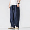 Herren-Leinenhose mit weitem Bein und Kordelzug in der Taille