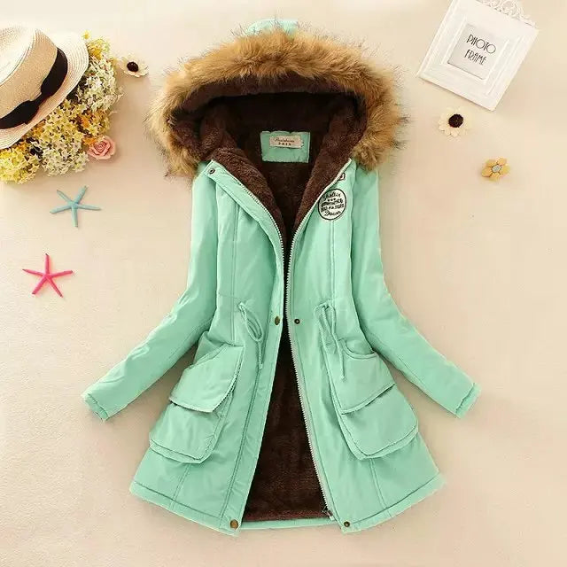 Geraldine - Warm gefütterte winterjacke mit kapuze für damen