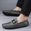 Herren-Lederhalbschuhe mit Schnalle und Gummi-Fahrsohle