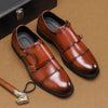 Herren-Lederhalbschuhe mit doppeltem Mönchsriemen-Design