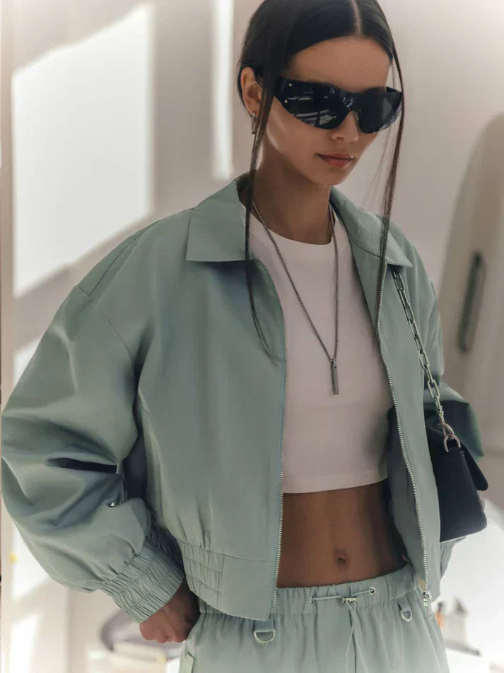 Kyleigh - Kurze mintgrüne jacke