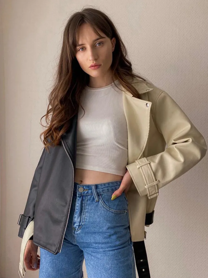 Eileen - Einzigartige zweifarbige damenjacke mit modernem design