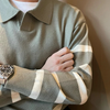 Jesse - Gestreifter strickpullover mit kragen für herren
