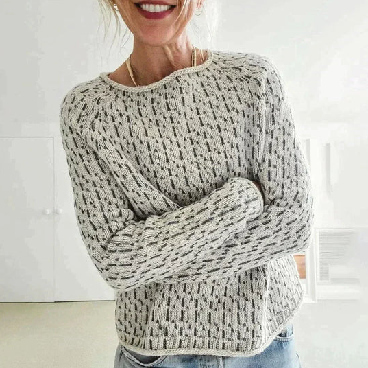 Erin - Eleganter grauer Strickpullover