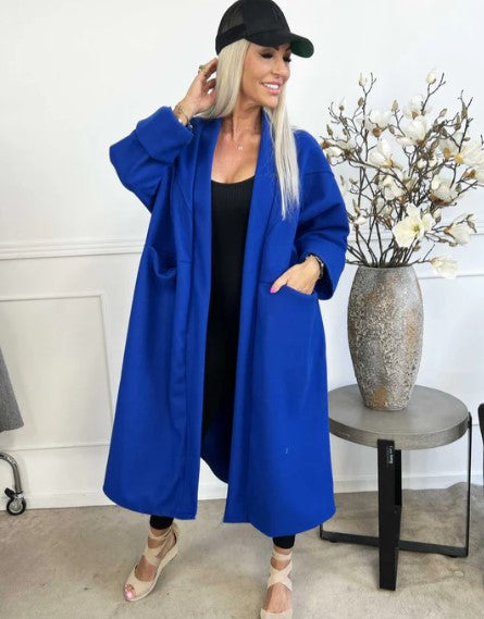Alejandra - Übergroßer mantel mit klaren nähten und taschen