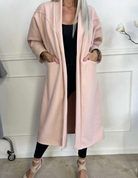 Alejandra - Übergroßer mantel mit klaren nähten und taschen