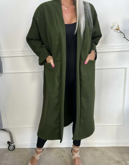 Alejandra - Übergroßer mantel mit klaren nähten und taschen