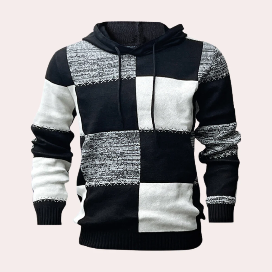 Jeffrey - Moderner patchwork-hoodie für herren