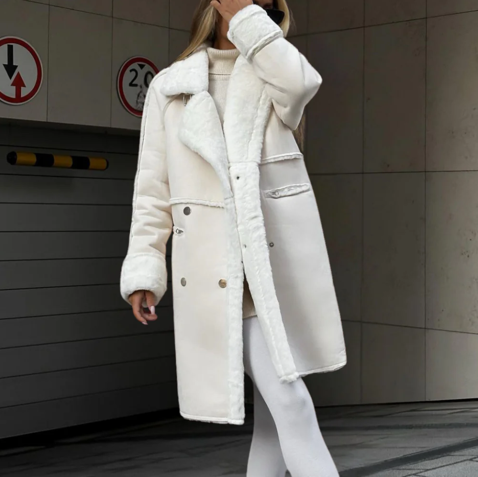 Zephyra - Elegante lange plüschjacke für damen