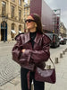 Alison - Kurze herbst-winterjacke aus leder für damen