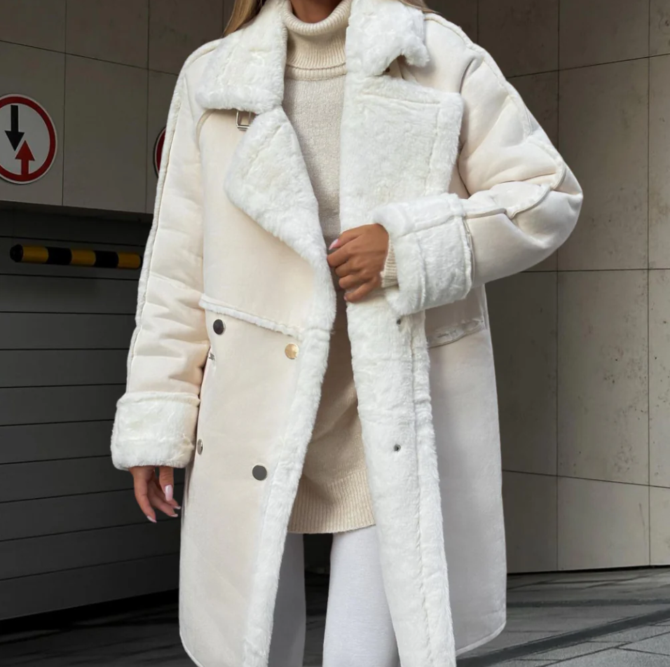 Zephyra - Elegante lange plüschjacke für damen