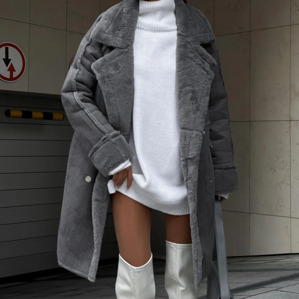 Zephyra - Elegante lange plüschjacke für damen