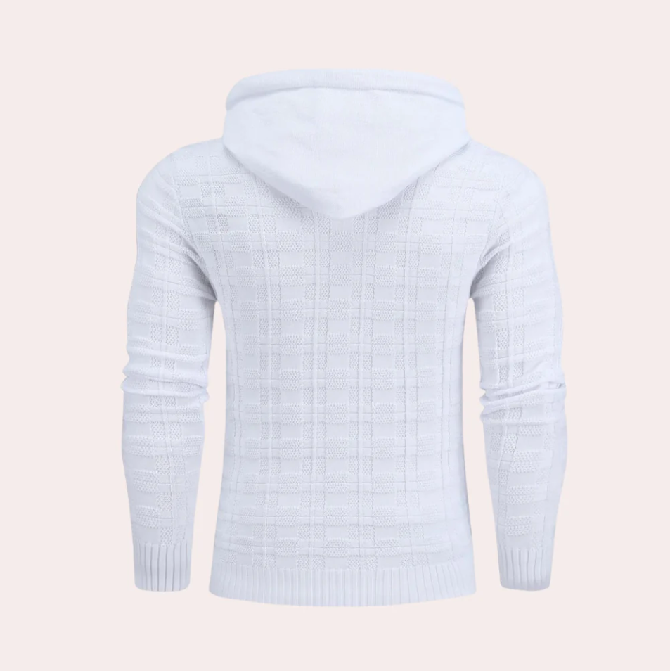 Johan - Karierter herrenpullover mit verstellbarer kapuze